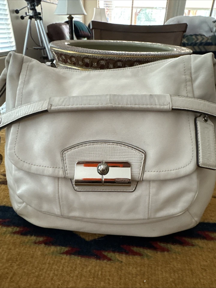 VINTAGE Coach Kristin Cream Leather Shoulder Bag Tote Purse Clean L1176-19293 - Image 3 of 4