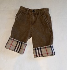 Burberry Baby Corduroy Brown Pants 6 Months Logo Checkered Nova Check Plaid Cuff
