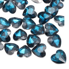 Heart Rhinestones 12mm Pointback Glass Rhinestone Pack of 50 Peacock Blue 