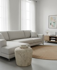 XXL Keramik Bodenvase Yaraya – Rustikales Design – Beige Old Sand – Unikat-45 cm