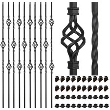 20 PACK 44" Iron Balusters 1/2'' Square Spindles Single + Double Basket Twisted