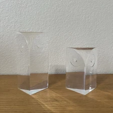 Vintage Lucite Sculpture Owl Pair Wilardy Guzzini Style Mid Century Modern