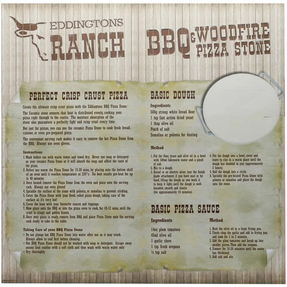 Round Pizza Stone 13" with Stand for BBQ Pizza Ovens Open Fires Eddingtons Ranch - Image 3 of 4