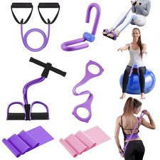 6 Pcs Fitness Resistance Exercise Bands 6 Tube Pedal Puller Resistance Band S...