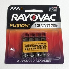 Rayovac AAA Fusion Advanced Alkaline Batteries, 4 Pack, Expires 2/2032
