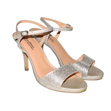 AMERICAN GLAMOUR BADGLEY MISCHKA 50 Yasmin Stiletto Sandal Silver Size 10W