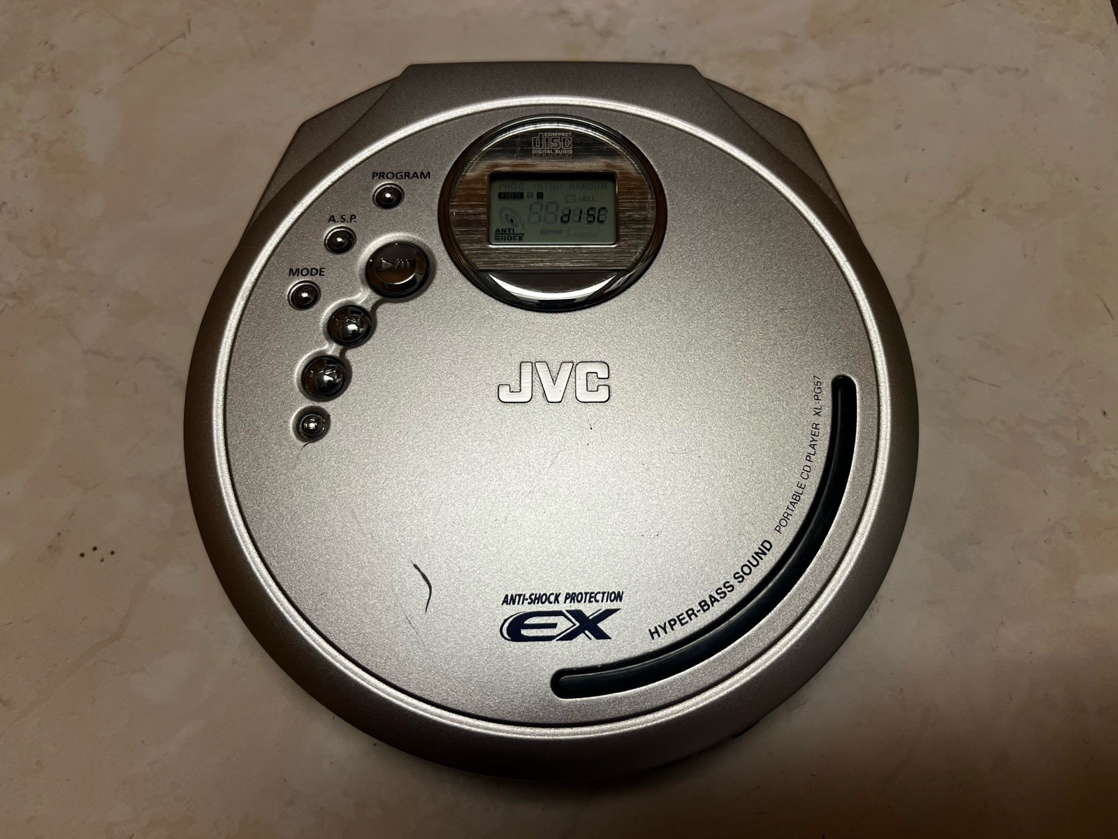 Vintage Silver JVC portable CD model XL-PG57SL EX anti-shock