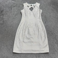 Guess Metallic Cut-Out Sleeveless Mini Pencil Dress Womens White Gold Party Glam
