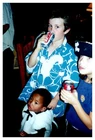 1990s Kids in Costumes Drinking Diet Coke Cans at Halloween Party Vintage Photo