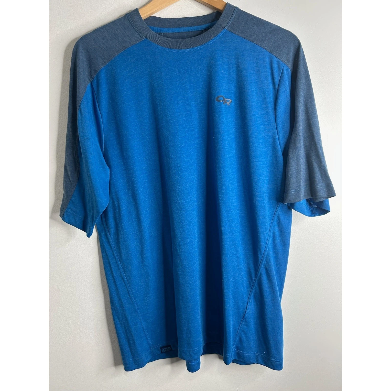 Outdoor Research Mens Blue Gray Wool Blend T Shirt Size L Base Layer Hiking Camp