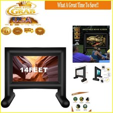 14ft Inflatable Outdoor Movie Screen with Blower, Carry Bag, Black