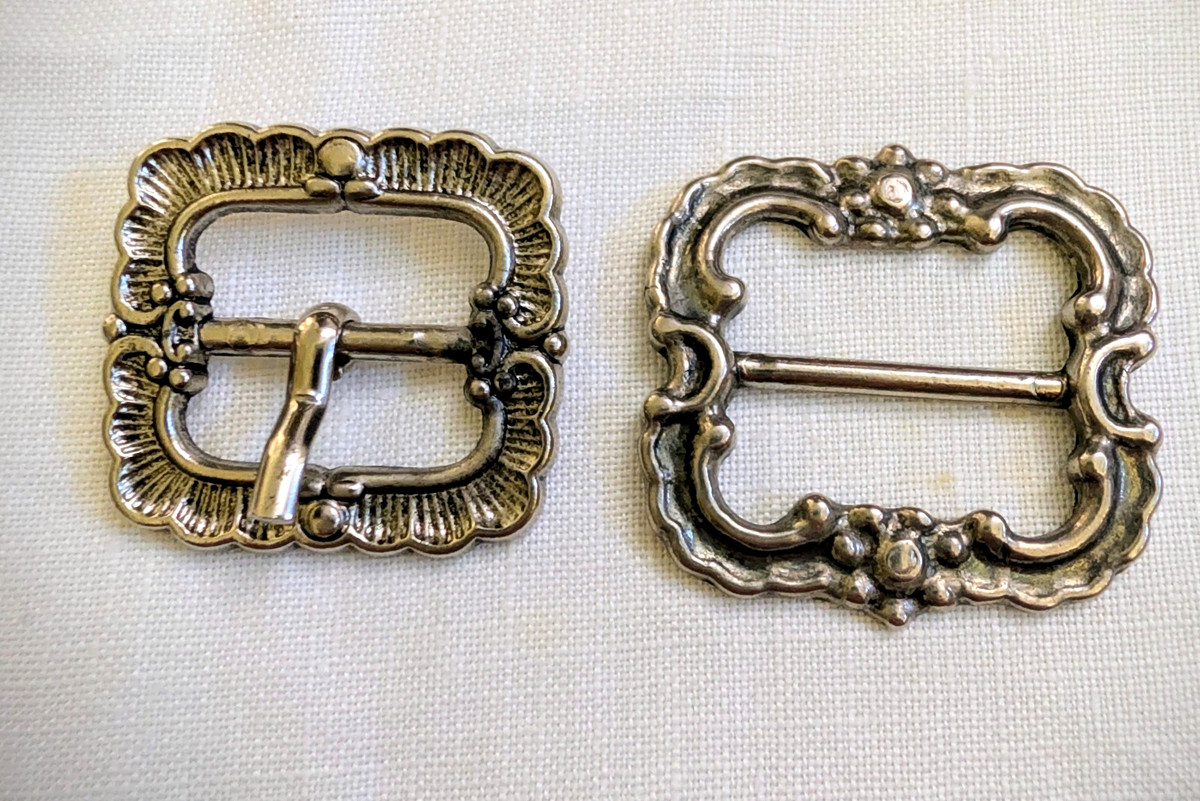 Vintage Shoe Buckles Lot 2 Silver Tone Metal Decorative Repurpose Crafts View 2