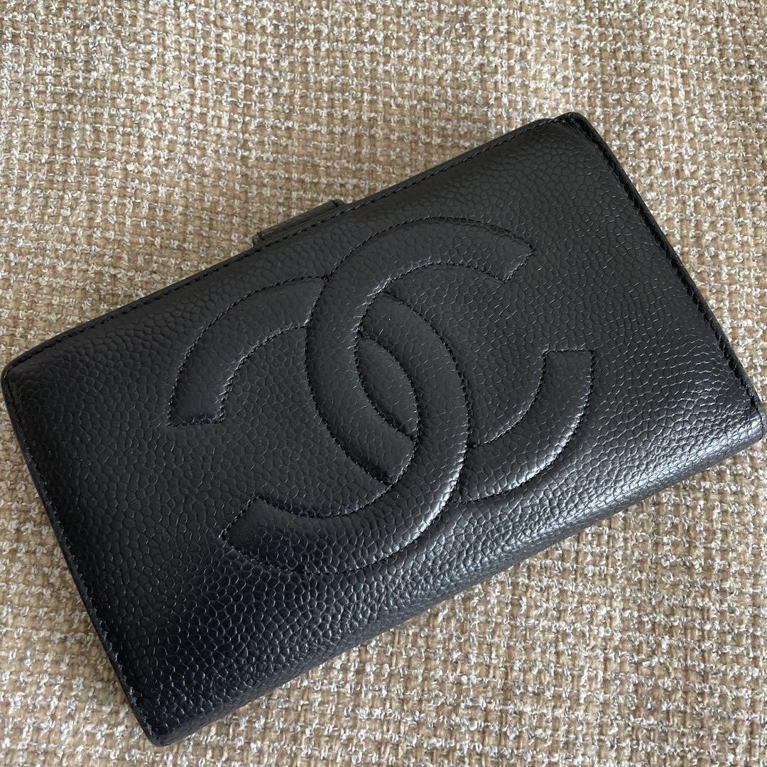 CHANEL Black Caviar Coco Mark Long Wallet EW086751