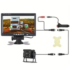 7'' HD Backup Camera Night Vision Monitor-Easy Install Parking for RV,Bus,Truck