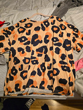 Women’s Plus Size 5XL Leopard Animal Print Crew Neck Short Sleeve Pullover Tee