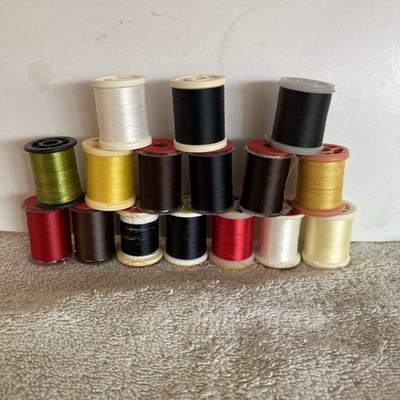 Lot of 16 Spools of Fly Tying Thread From Various Makers Mostly New