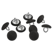 10pcs 10mm Fabric Cloth Covered with Metal Shank Round Sewing Buttons Black