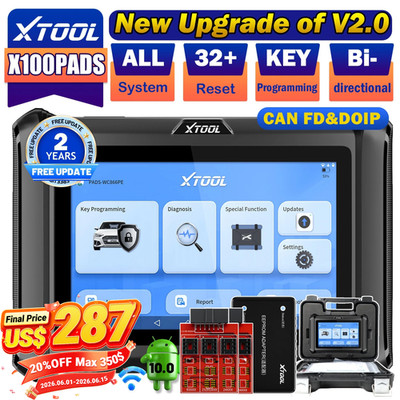2026 XTOOL X100PADS V2.0 Diagnostic Tool Full System OBD2 Scanner IMMO Key Fob