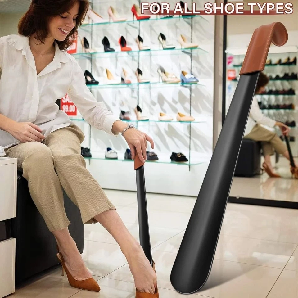 Leather Strap Shoe Horn Stainless Steel Long Shoe Lifter Men Women - Image 4 of 4