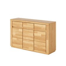 Kommode VITO 127 Kernbuche Massiv-Front geölt Sideboard 3 Türen 3 Schubladen