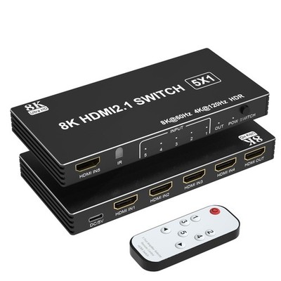 8K HDMI Switch 4K 120Hz - 5 in 1 Out HDMI Splitter Switcher 8K60Hz 4K120Hz wi...