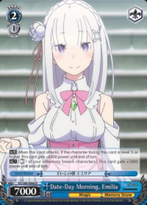 Date-Day Morning, Emilia - RZ/S68-E066 - R Near Mint Weiss Schwarz Re:Zero - Mem