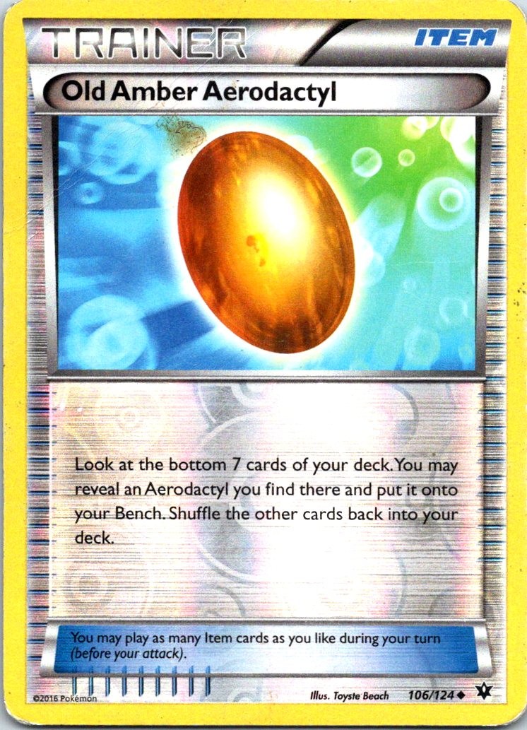Old Amber Aerodactyl Reverse Holo XY - Fates Collide 106/124 MP Pokemon