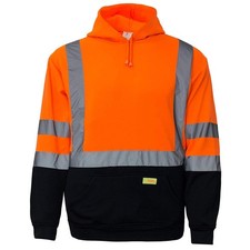 New York Hi-Viz Men's Class 3 Safety Hoodie - High Visibility Reflective Swea...