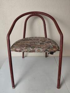 Vintage 1970's-1980's Kids Upholstered Curved Metal Frame Folding Chair