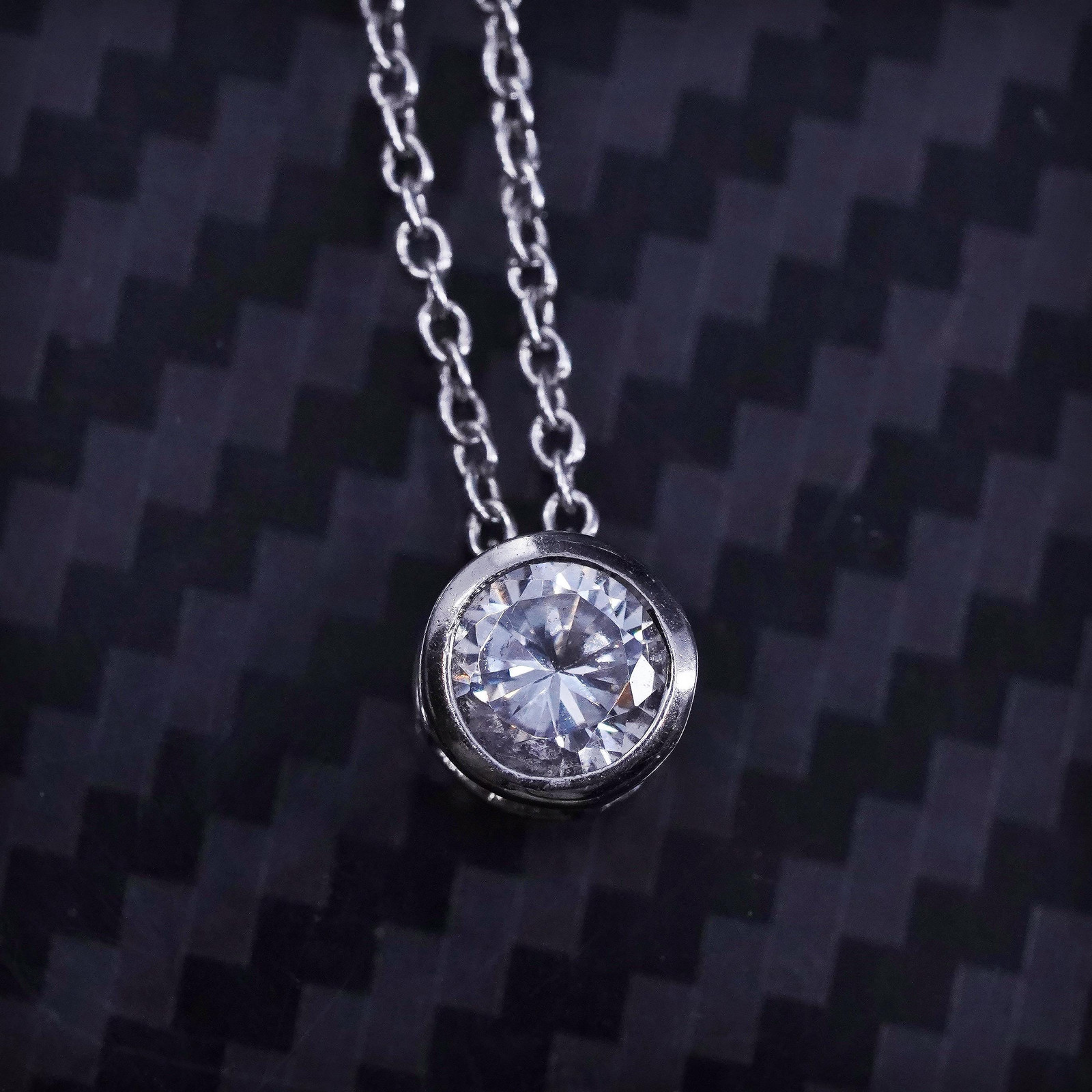 18” 1mm, vintage sterling silver 925 box chain necklace with cz