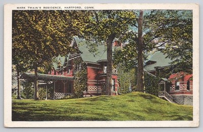 Mark Twain's Residence Hartford CT Vintage Postcard Trinity Stationery Co.