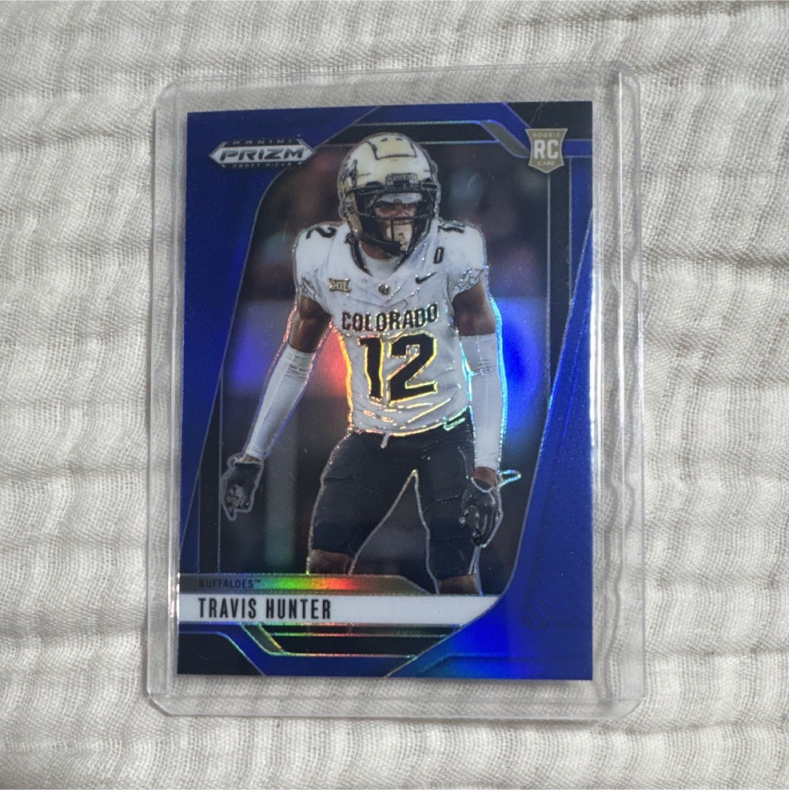 2025 Panini Prizm Draft Picks Travis Hunter Rookie Blue Prizm #21 /249