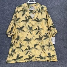 Paradise Found Hawaiian Shirt Men’s Sz 3XL Button Up Yellow Palm Tree