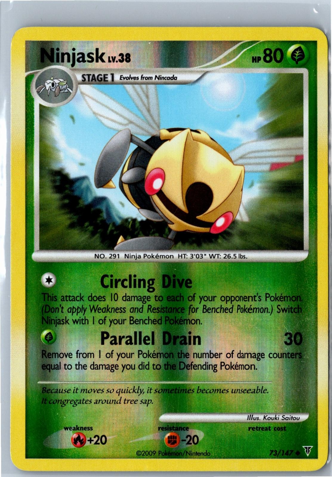 Pokemon Card - Ninjask Supreme Victors 73/147 2009 Uncommon Reverse Holo LP