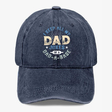 Funny Dad Joke Hat I Keep All My Dad Jokes In A Dad-A-Base Washed Baseball Cap