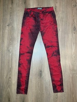 Rock Rebel by EMP Megan Jeans Red Black Tie Dye Batik Punk Goth Skinny Y2K