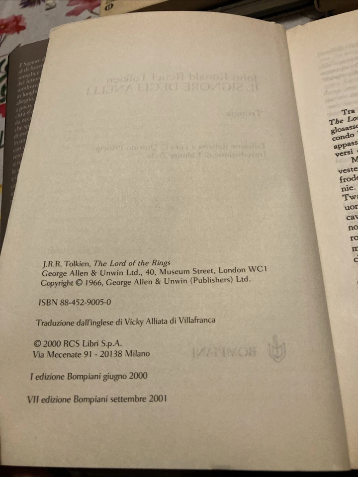 Il Signore degli anelli Trilogia VII Edizione con mappa 2001 Bompiani - Immagine 4 di 4