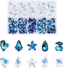 Mixed Shape Loose Beads for Jewelry Making - 60 Pcs Crystal Pendants