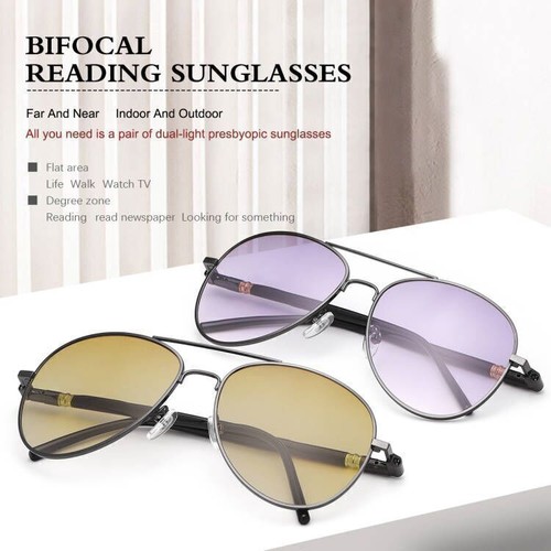 Bifocal Reading Glasses Tinted Eyeglasses Metal Spring Hinge Magnifier +1.0~4.0 - Picture 8 of 13