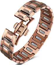 5X Pure Copper Magnetic Bracelet for Men - Upgraded Magnets Butterfly Clasp, A