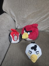 Angry Birds Red 8" White 5" Bird Rio Grey 5" Plush Lot Of 3