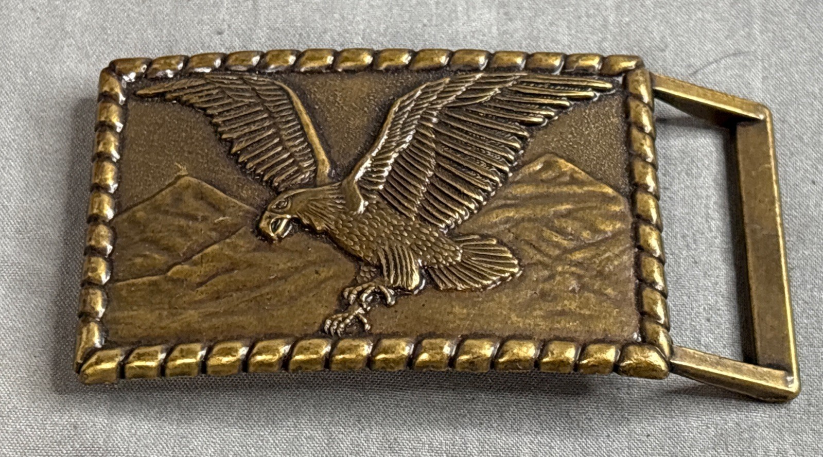Vintage Brass Belt Buckle American Bald Eagle USA