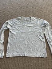 Lululemon Swiftly Relaxed-Fit Long Sleeve Size 12 White And Grey Stripe