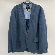 Jos A Bank Reserve Tailored Fit Linen Blend Sport Coat Mens 46 Blue Unstructured