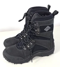 Muck Mens Black Leather Lace Up Fleece Lined Mid Calf Boots Sz 9