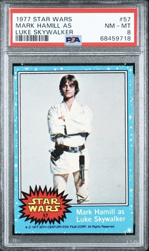 1977 TOPPS STAR WARS #57 MARK HAMILL AS LUKE SKYWALKER - PSA 8