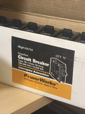 #ad PowerWorks 30 Amp 1 Pole Circuit Breaker Brand New Case 12 Units $19.99