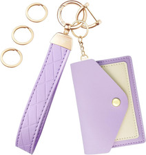 Leather Wristlet Keychain,Wrist Keychain Car Key Chain with 3 Key Rings,D Ring a