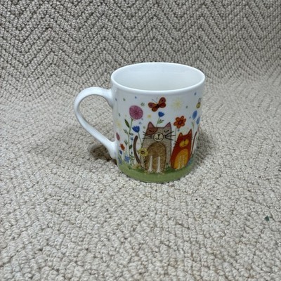 Otter House Tarka Becher Katzen & Blumen - Schmetterling Biene Garten Design Kaffee Tee