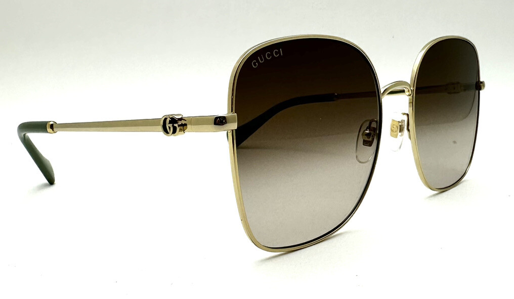 New Gucci Sunglasses GG 1143 S 002 Gold / Brown 59-19-145